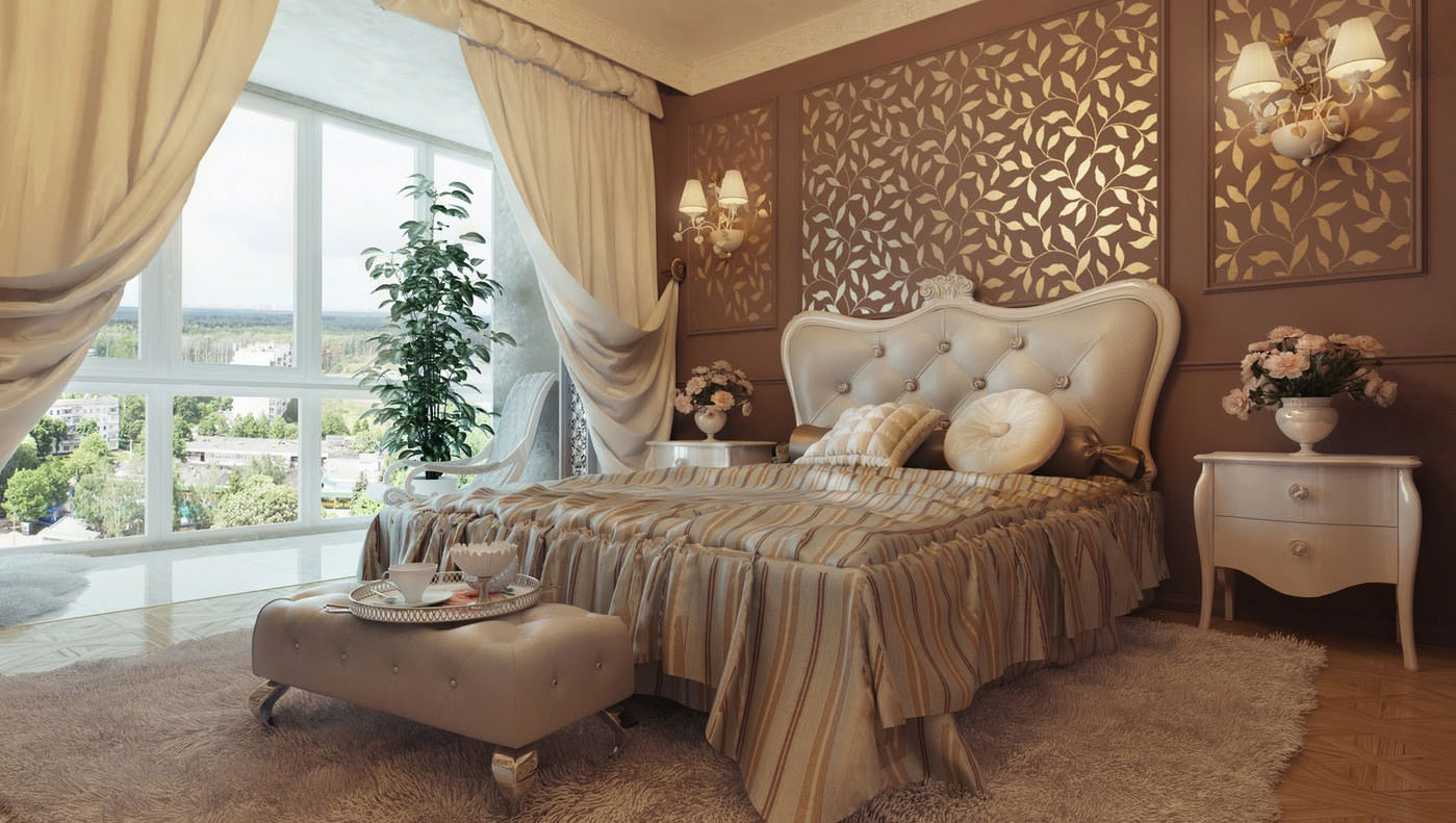 gold shades in the classic bedroom