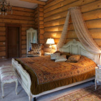 bedroom in a wooden house elegant furniture