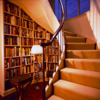 bookcase under the stairs