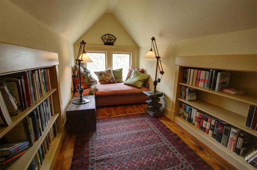 attic bedroom library