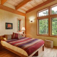 bedroom in a wooden house decor