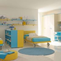 room in yellow-blue tones