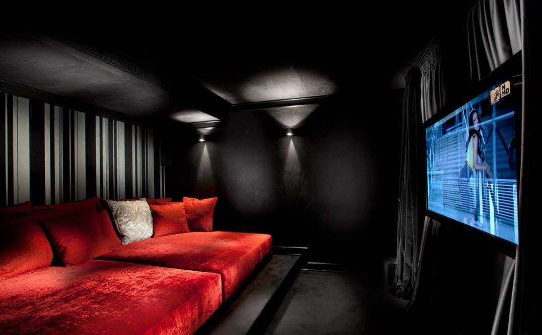 home theater in a windowless room