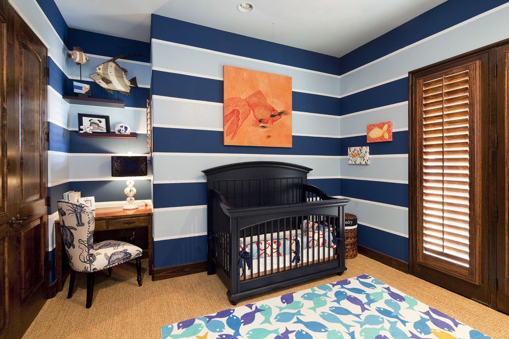 children's bedroom with a black crib