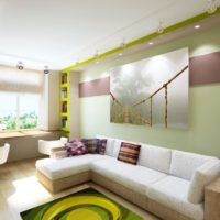 Modern style in the design of the wall above the sofa