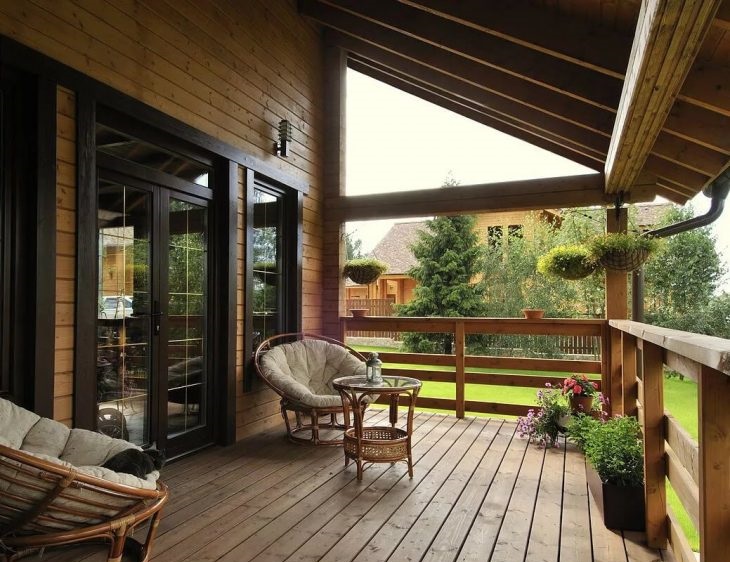 Open veranda at the wooden country house