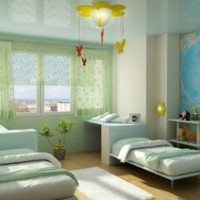 Stylish interior of a children's room in bright colors