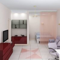 Separation of a room into a living room and a sleeping area