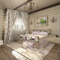 Style provençal dans la décoration d'une chambre à coucher rustique