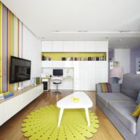 Bright rug on the living room floor
