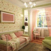 Pink and light green shades in the interior of the Provence style