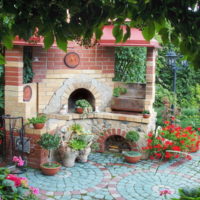 Garden brazier in Provence style landscaping