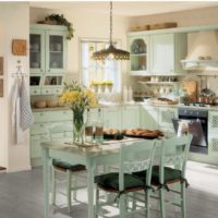Dining table in the provence style kitchen