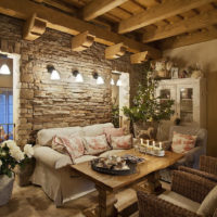 Stone and wood in the design of a house in the style of Provence