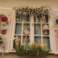 Festive window decoration before Easter