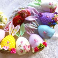 Elegant Easter bunnies in the shape of eggs