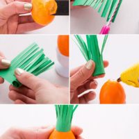 La procédure pour décorer un oeuf de Pâques sous la forme d'une carotte