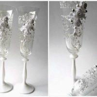 idea of ​​bright decoration of wedding glasses design photo