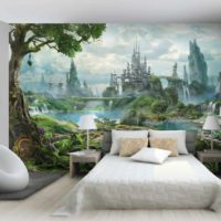 variant of bright decoration of the wall design in the bedroom photo