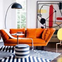 An example of a bright interior of a house in the style of pop art photo