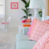 the idea of ​​combining a beautiful peach color in the decor of an apartment photo