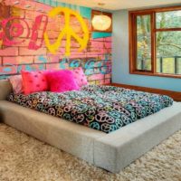 an example of a beautiful design of a room in the style of pop art picture
