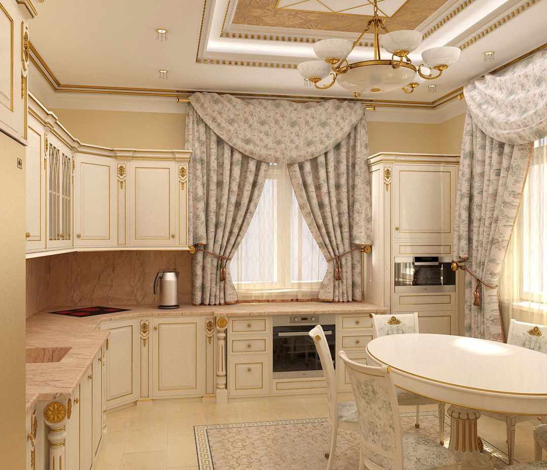 the idea of ​​an unusual style of the window in the kitchen