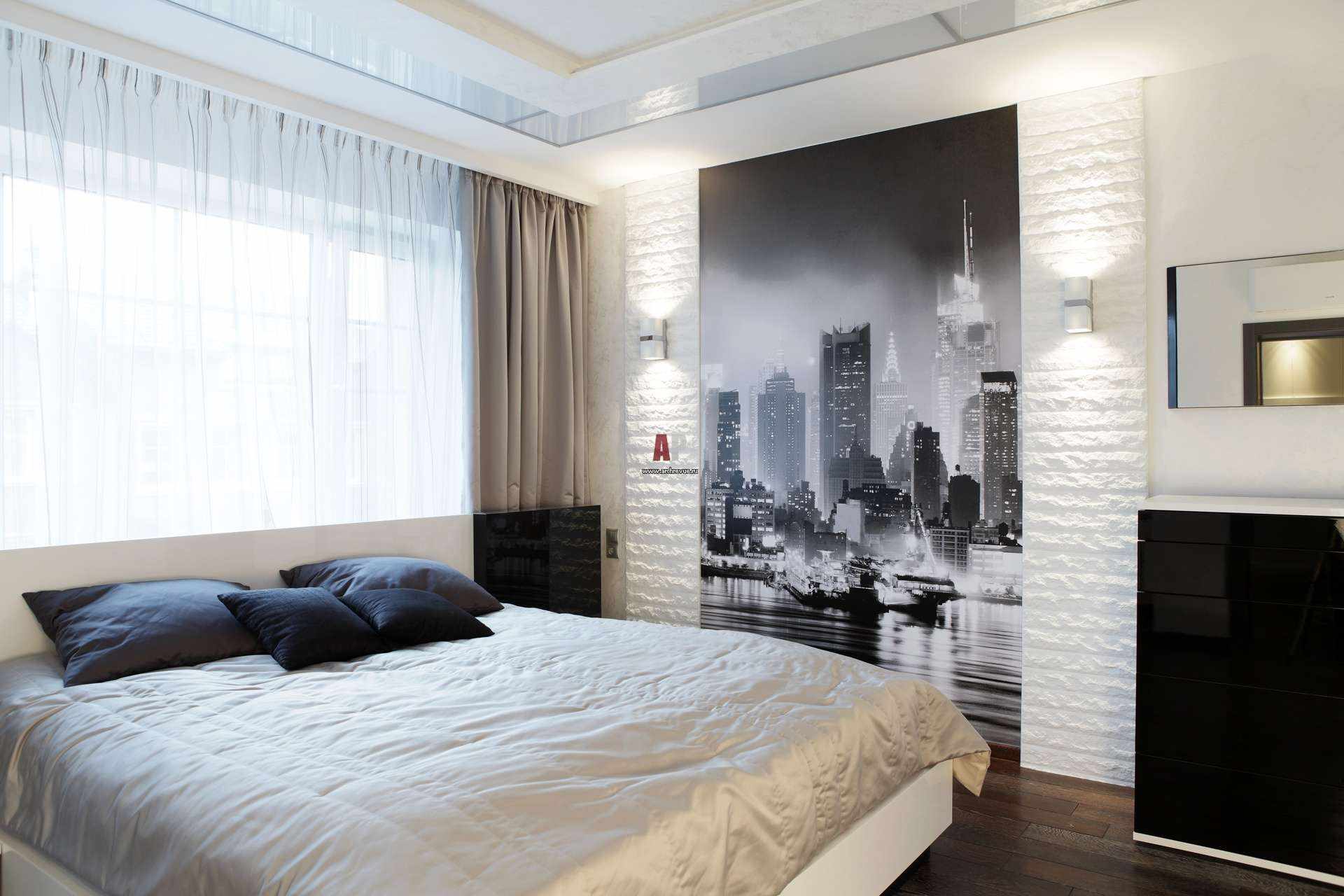 the idea of ​​a bright decoration of the style of the walls in the bedroom