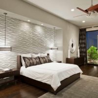 idea of ​​bright decoration of the wall design in the bedroom picture