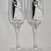 version of a beautiful decoration of the design of wedding glasses photo