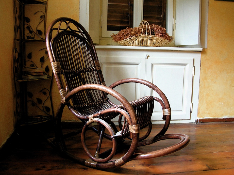 Rocking chair on a summer terrace