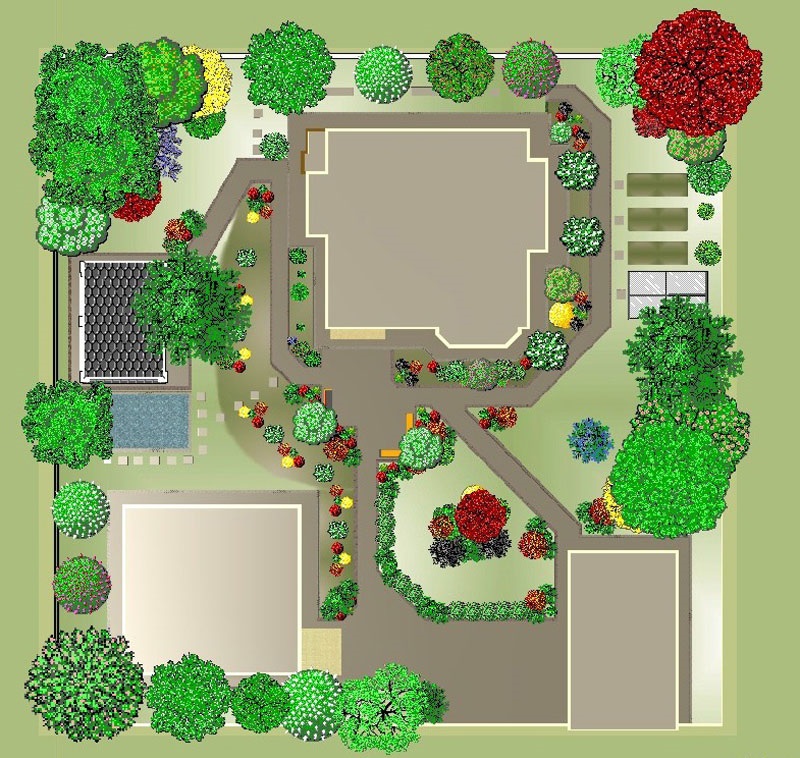 Plan of the landscape project of the garden plot