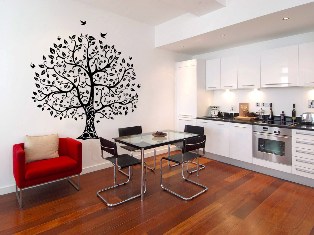 Decorating a wall with a tree sticker