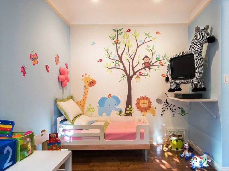Kids room with vinyl wall stickers