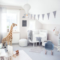 An abundance of light in a child's room with white walls