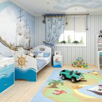 Marine theme in the interior of a children's room