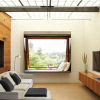 The design of the living room window without curtains