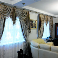 Classic style curtains on the window in the living room