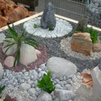 Stone and pebbles on a garden flower bed