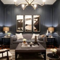 Dark paint colors in the living room wall design