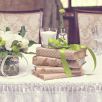 Books as a wedding table decor