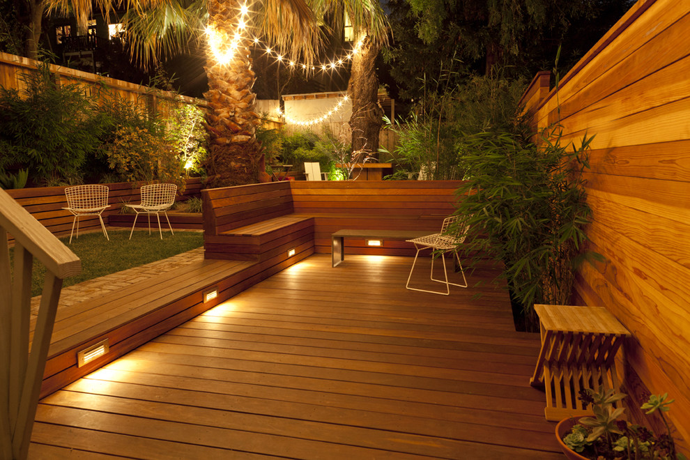 LED lighting of the terrace floor in the country