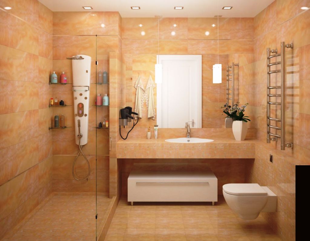 Design of a combined bathroom with a dedicated shower