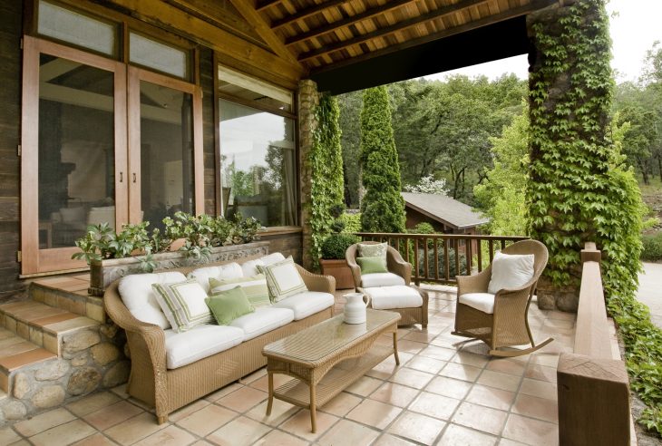 Cottage furniture on the open veranda