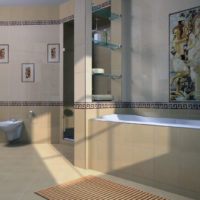 Ceramic tile panel in the bathroom