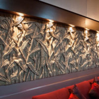 Decorative stucco panel in living room design