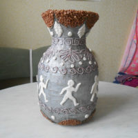Papier-mâché decorative vase for interior decoration