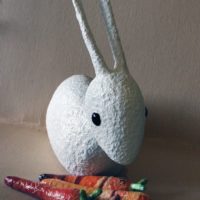 Funny papier mache do-it-yourself hare