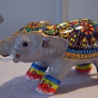 Indian papier-mâché elephant for interior decoration