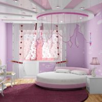 un esempio di un design insolito di una camera da letto per una foto di ragazza